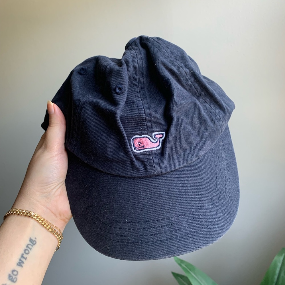 40. Vineyard Vines Navy Blue Cap with Pink Logo